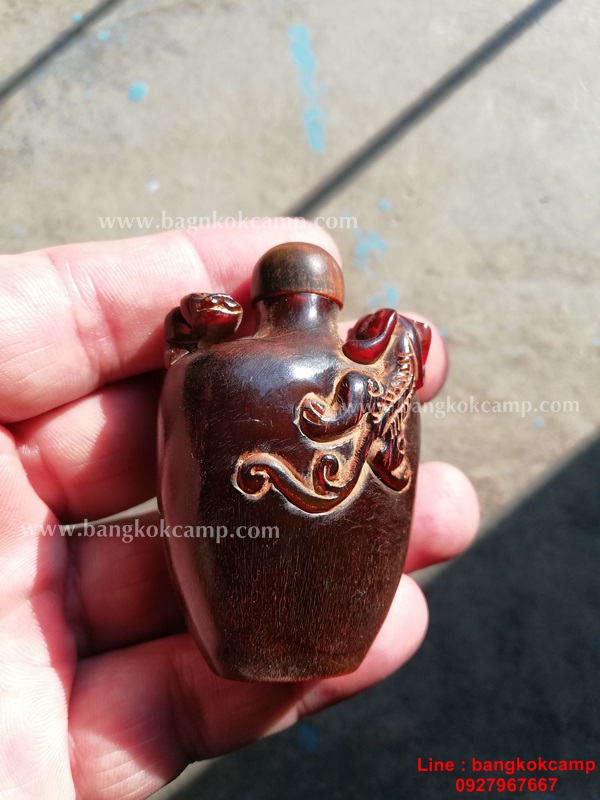 ขวดยานัตถ์ แกะจากเขาสัตว์ รูปสิงโตคู่ (5)