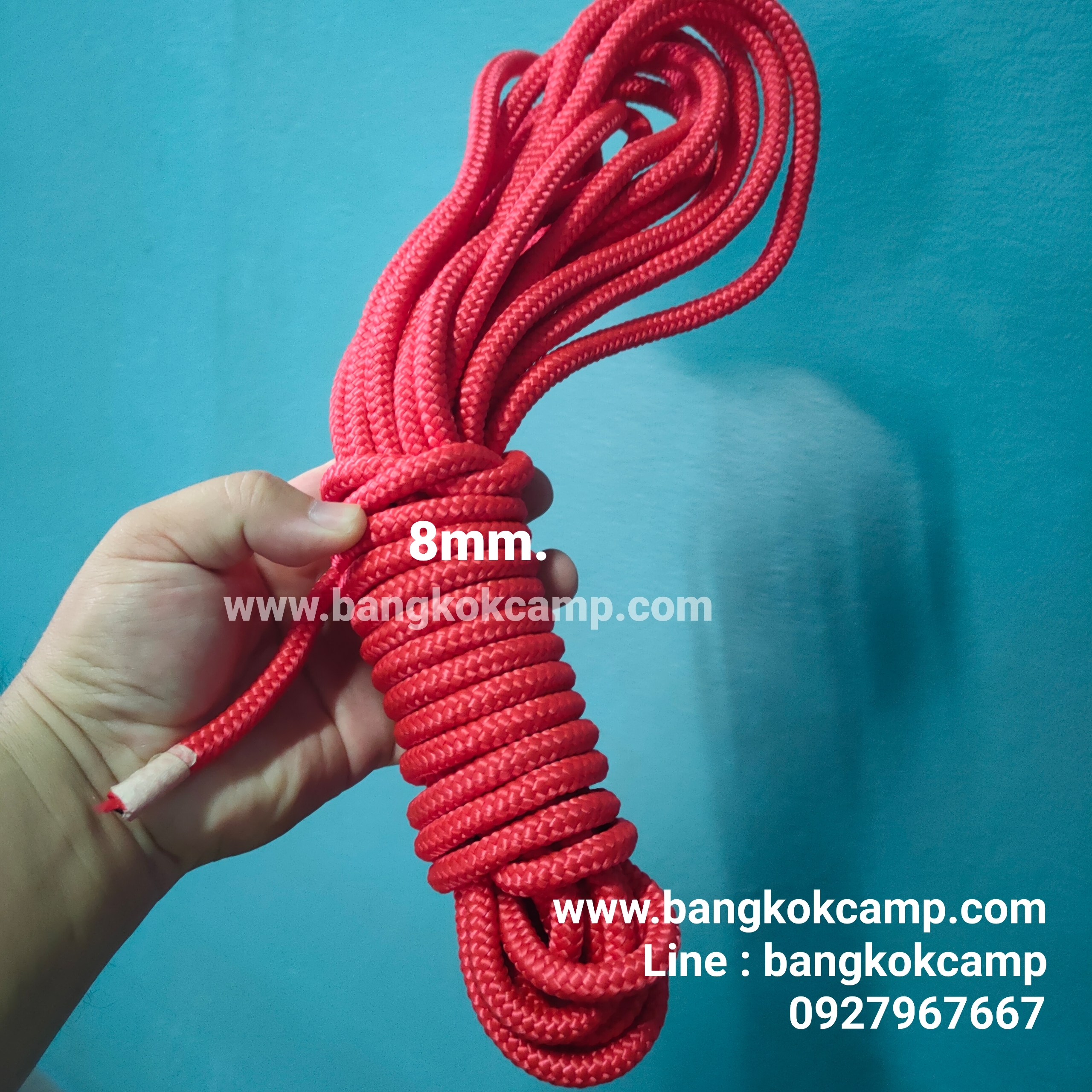 เชือกถักกลม เชือกกระตุก เชือกอเนกประสงค์ ขนาด8มิล. ยาว10เมตร..สำหรับ ใช้งานทั่วไป..