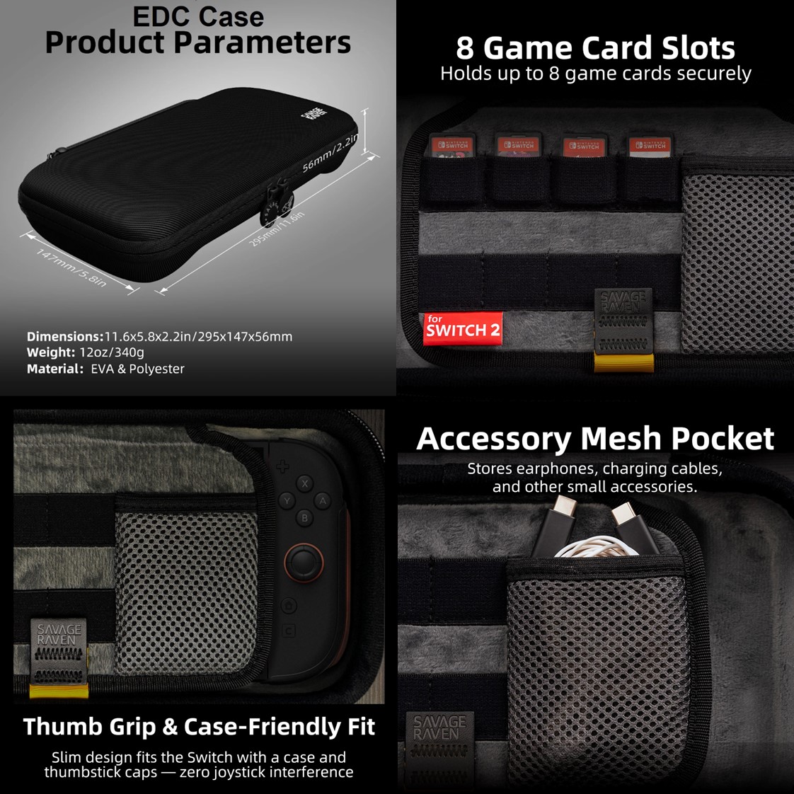 Savage Raven by Skull & Co. EDC Carrying Case for Nintendo Switch 2 (รุ่นปี 2025)