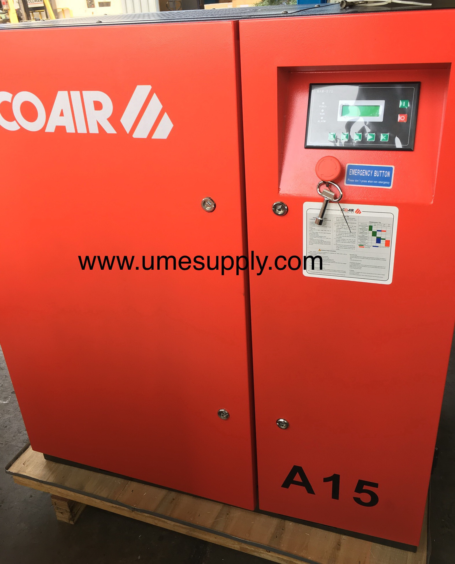 "ECOAIR" 20 HP. SCREW AIR COMPRESSOR. คอมเพรสเซอร์แบบสกรู