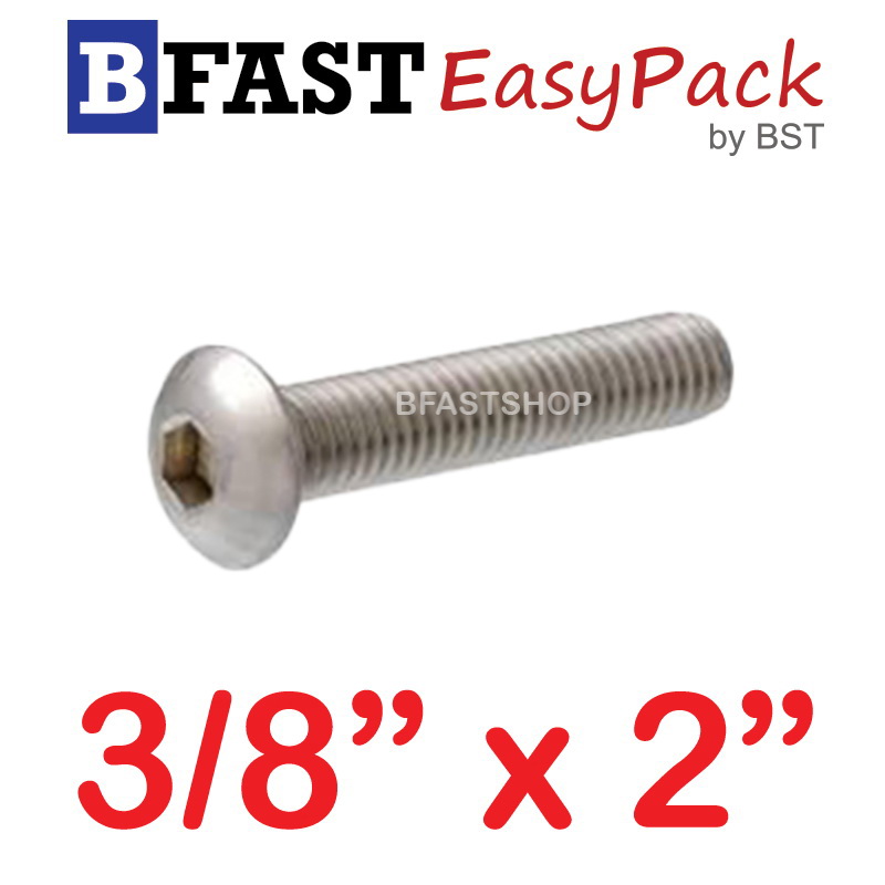 สกรูหัวจมกลมสแตนเลส SUS 3/8" x 2" ( 1 ตัว/ถุง )