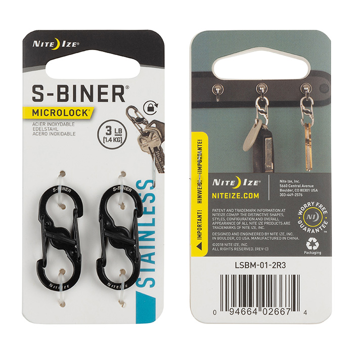 พวงกุญแจเอนกประสงค์ NITEIZE S-BINER Micro lock 3lb (1.36Kg) Black