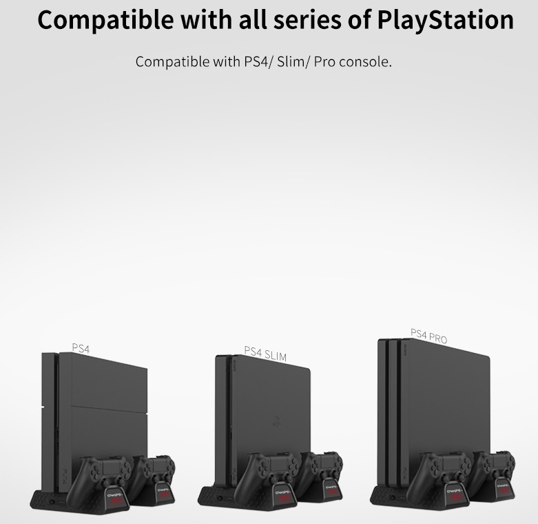 DOBE รุ่นใหม่สุด แท่นวางเครื่องPS4 ได้ทุกรุ่น พัดลม 3 ตัว มีไฟสถานะชาร์จ (แท่นวางเครื่องPS4 ได้ทุกรุ่น)
