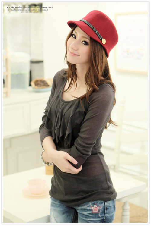 FASHION เสื้อยืดแฟชั่นแขนยาว สีเทา ผ้าคอตตอน ใส่เที่ยว ใส่ทำงาน น่ารัก ASIA STREET FASHION