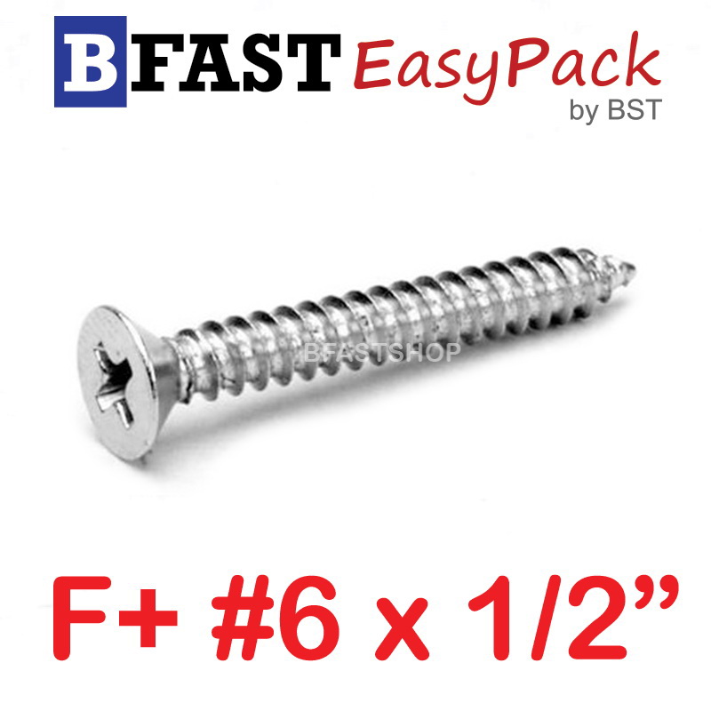 สกรูเกลียวสแตนเลส F+ SUS # 6 x 1/2" (20 ตัว/ถุง)