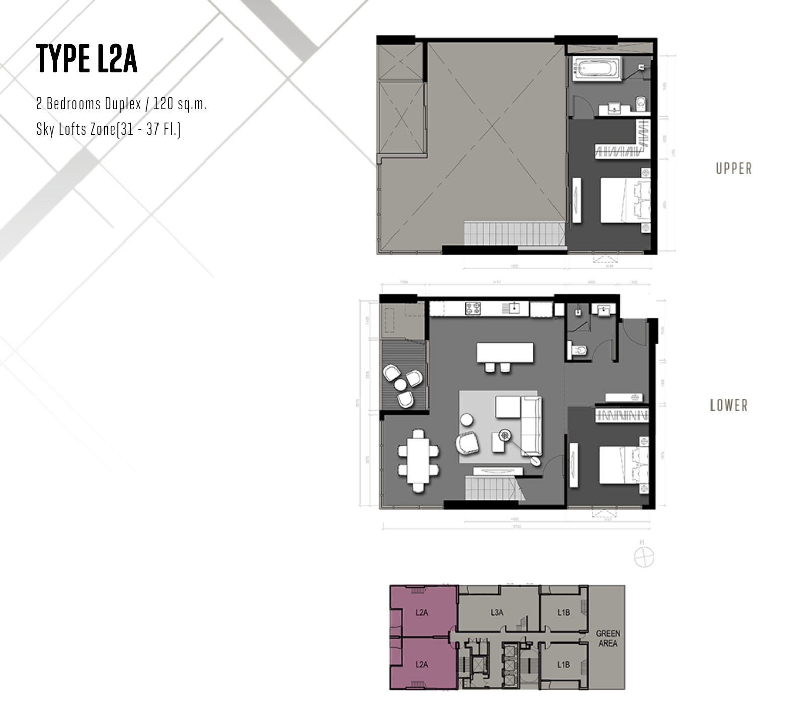 ขายคอนโด The Lofts Asoke (เดอะ ลอฟท์ อโศก) 2 ห้องนอน 2 ห้องน้ำ ขนาด 120 ตร.ม ชั้น 30 ห้อง Unit: LA3002 Type: C2-1 ขายราคา 22,500,000 ล้าน