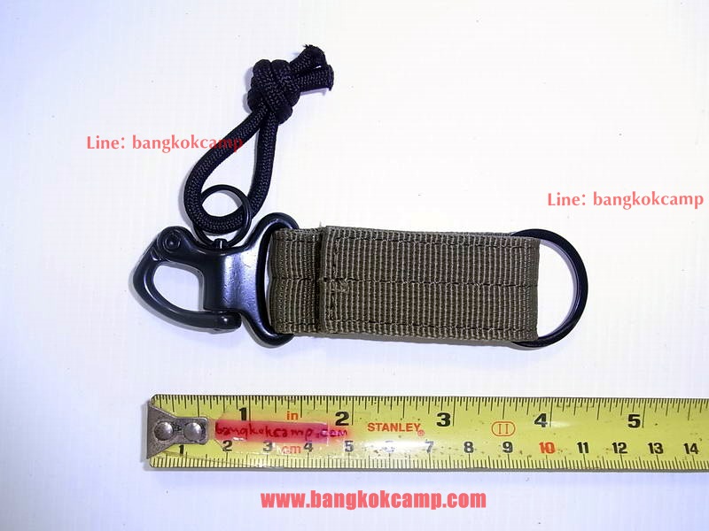 พวงกุญแจ ผ้าคอดูร่า คาราบิเนอร์ Carabiners สแน็ปลิงค์ Snaplink ตะขอเกี่ยว - ห่วงถอดได้ เหน็บเข็มขัดได้ (แบบ2สลัก-สีเขียว)