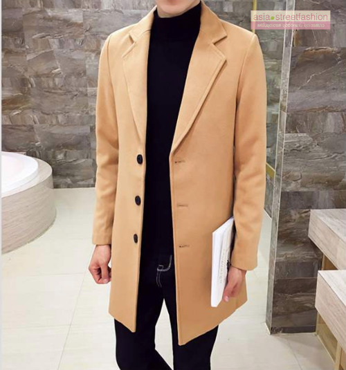 เสื้อโค้ทผู้ชาย สไตล์เกาหลี ทรงคลาสสิค ใส่ง่ายเข้ากับทุกชุด กันหนาวได้ดี พร้อมส่ง สีครีมน้ำตาล
