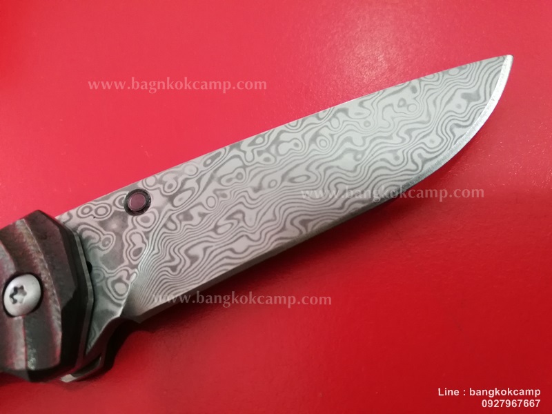 มีดพับ ดามัสกัส Damascus ด้ามไม้ (7)