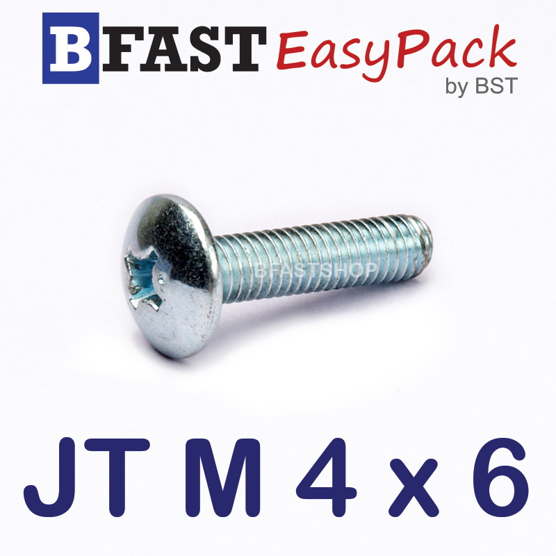 สกรูมิลสี่แฉก หัวร่ม JT M 4 x 6 (25 ตัว/ถุง)