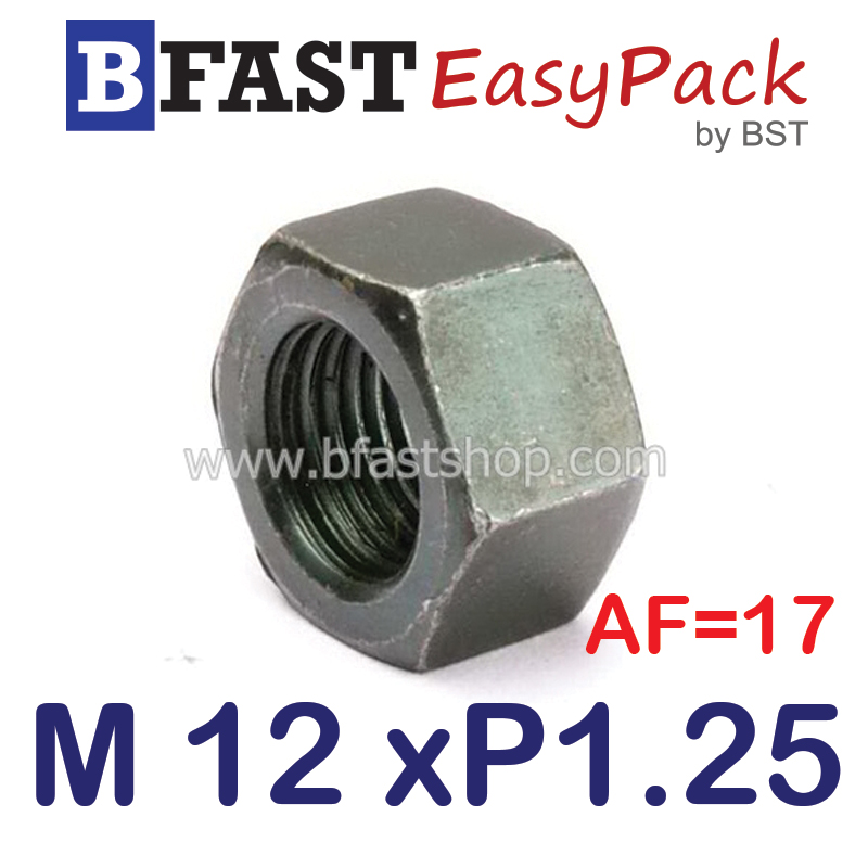 หัวน็อตมิลดำ M12 x P1.25 ขอบ 17 mm. หนา 10 mm. (10 ตัว/ถุง)