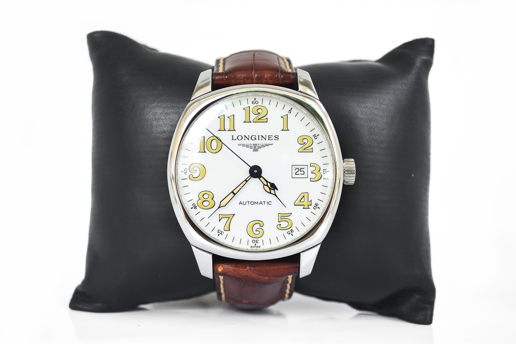 Longines Spirit Automatic หน้าขาว สายหนัง