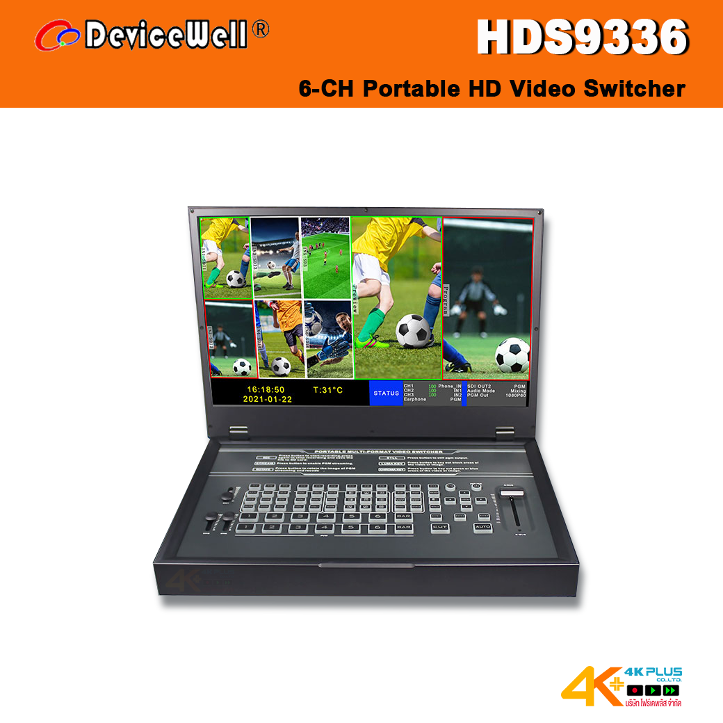 DeviceWell HDS9336 6-CH Portable HD Video Switcher