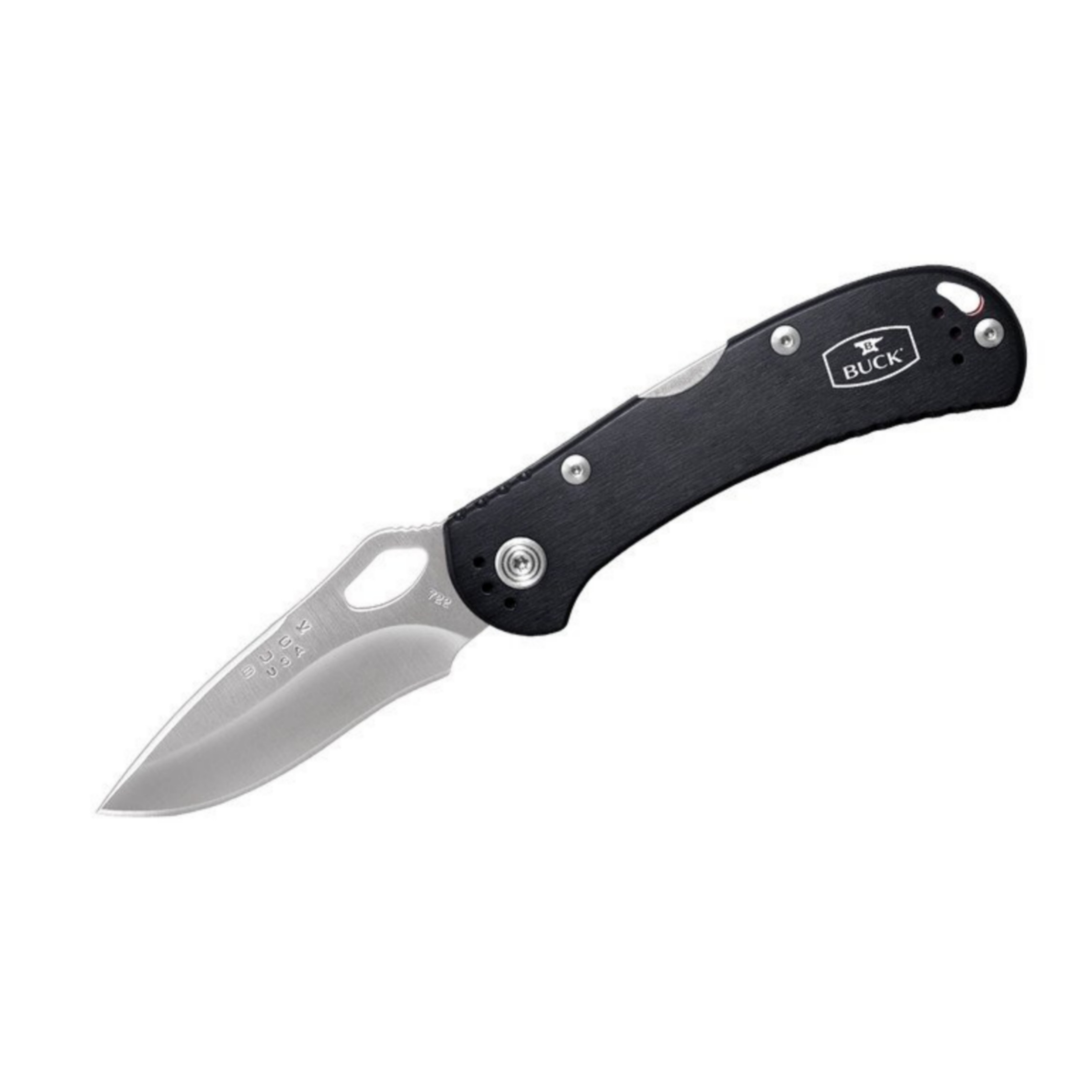 มีดพับ Buck 722 SpitFire Folding Knife 3.25" Satin Drop Point Blade, Black Anodized Aluminum Handles - 12237