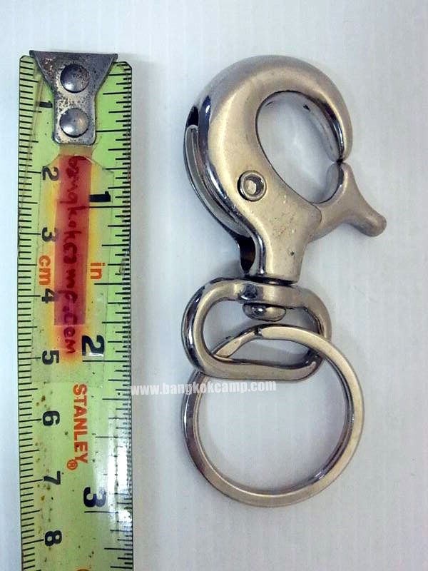 พวงกุญแจ ตะขอเกี่ยว - โลหะ สีเงิน Made in USA ใหม่เก่าเก็บ (ทำหูเกี่ยวสายสะพายกระเป๋าได้)