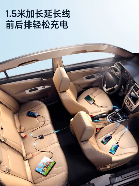 Joyroom JR-CL05 QC3.0+PD Fast Car Charger - 5พอร์ต (3+2) ที่ชาร์จในรถแบบ 2 จุด สามารถติดเบาะหลังได้