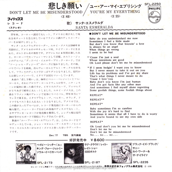 Santa Esmeralda Starring Leroy Gomez / Don't Let Me Misunderstood / You're My Everything