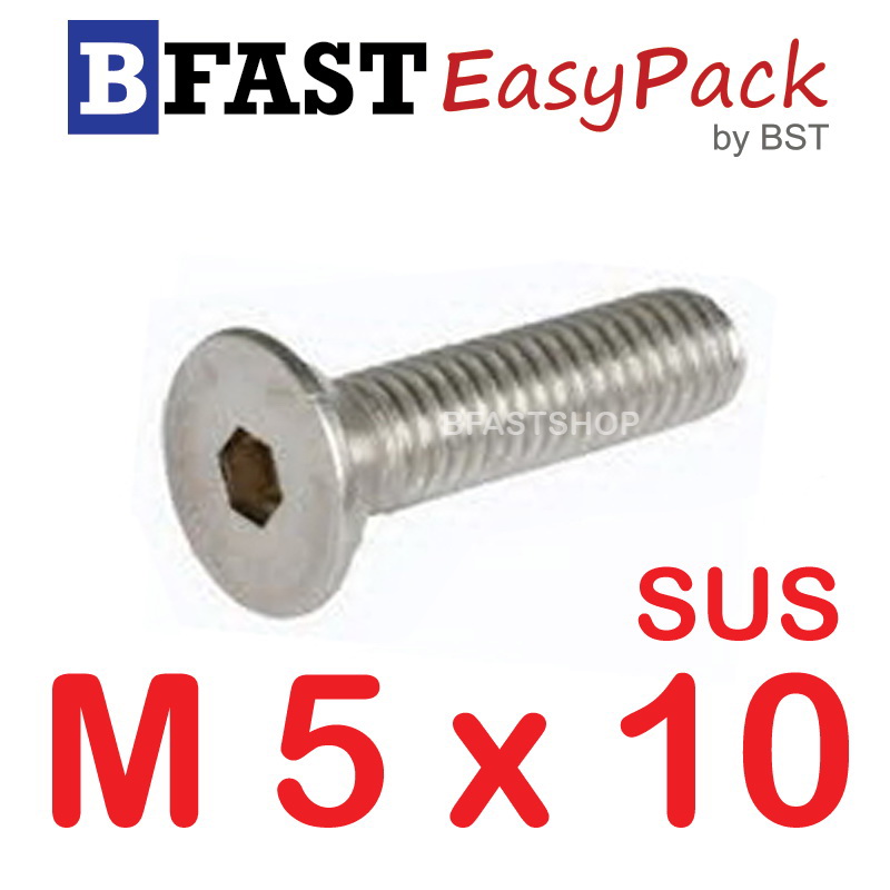 สกรูหัวจมเตเปอร์สแตนเลส SUS M5 x 10 (10 ตัว/ถุง)