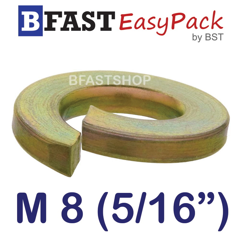 แหวนสปริง M8 (5/16") ชุบรุ้ง (50 ตัว/ถุง)
