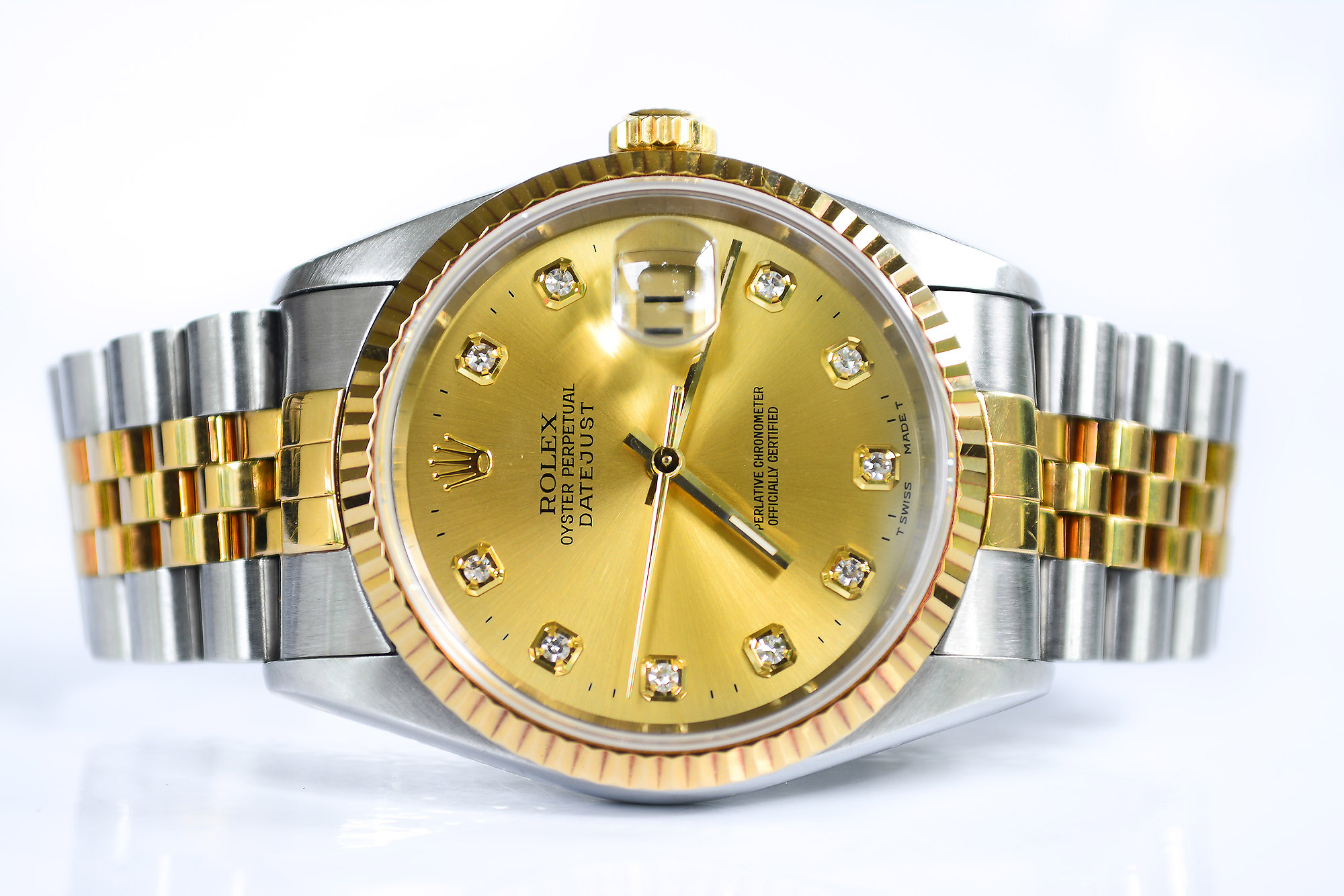 Rolex Date-just 16233 2tone ฝังเพชรเบ้าใหญ่ หูตัน(Sold)