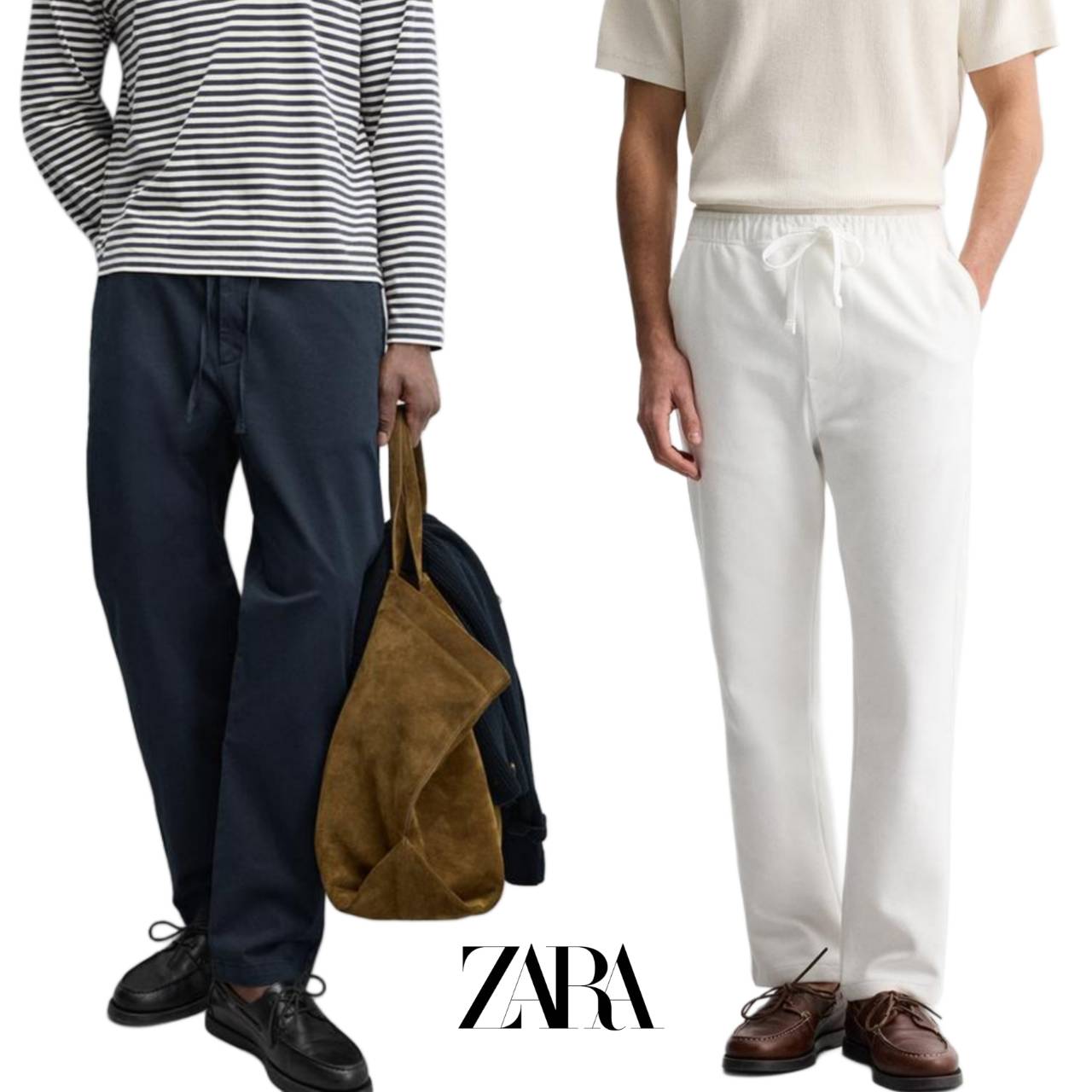 Zara Men's cotton linen relaxed pants
