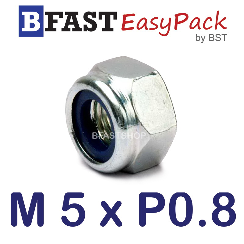หัวน็อตล็อค M5 x P0.8 ขอบ 8 (20 ตัว/ถุง)