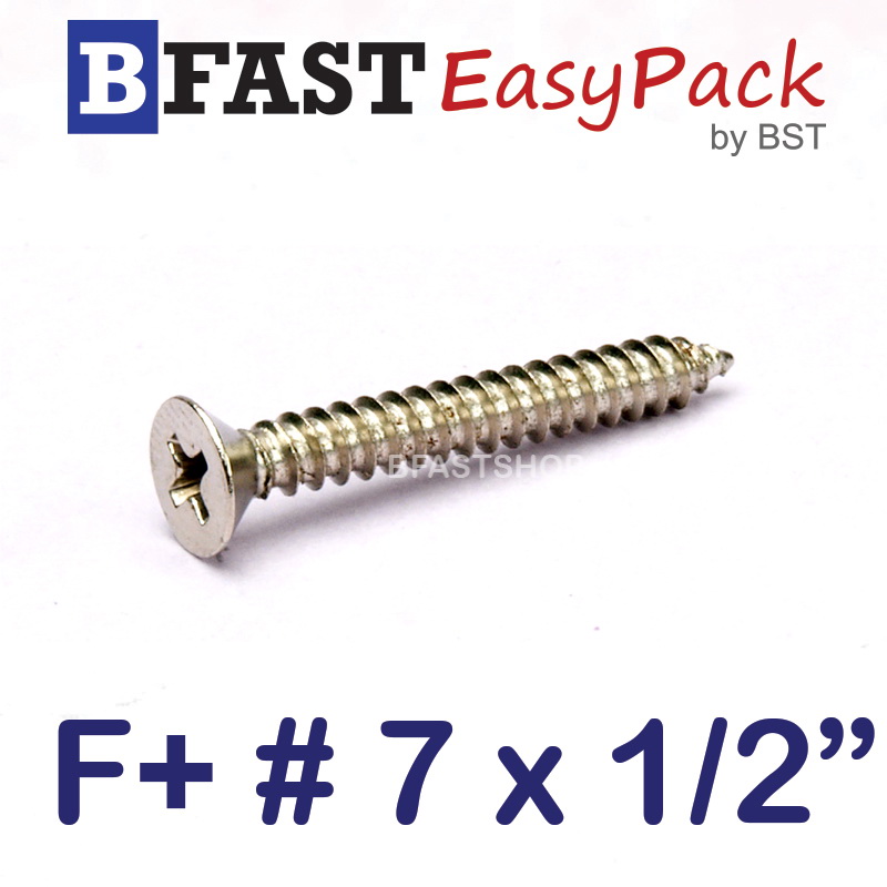 สกรูเกลียวเหล็ก F+ # 7 x 1/2" (40 ตัว/ถุง)