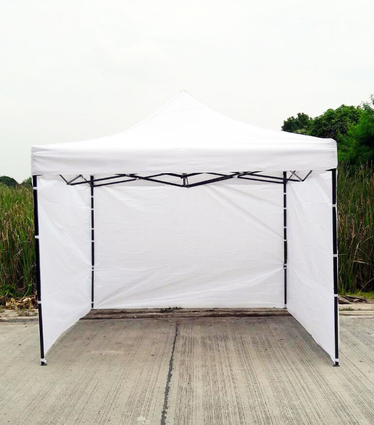 เต็นท์พับได้ สีขาว ขนาด 3m x 3m พร้อมผ้าข้าง 300D 3 ด้าน