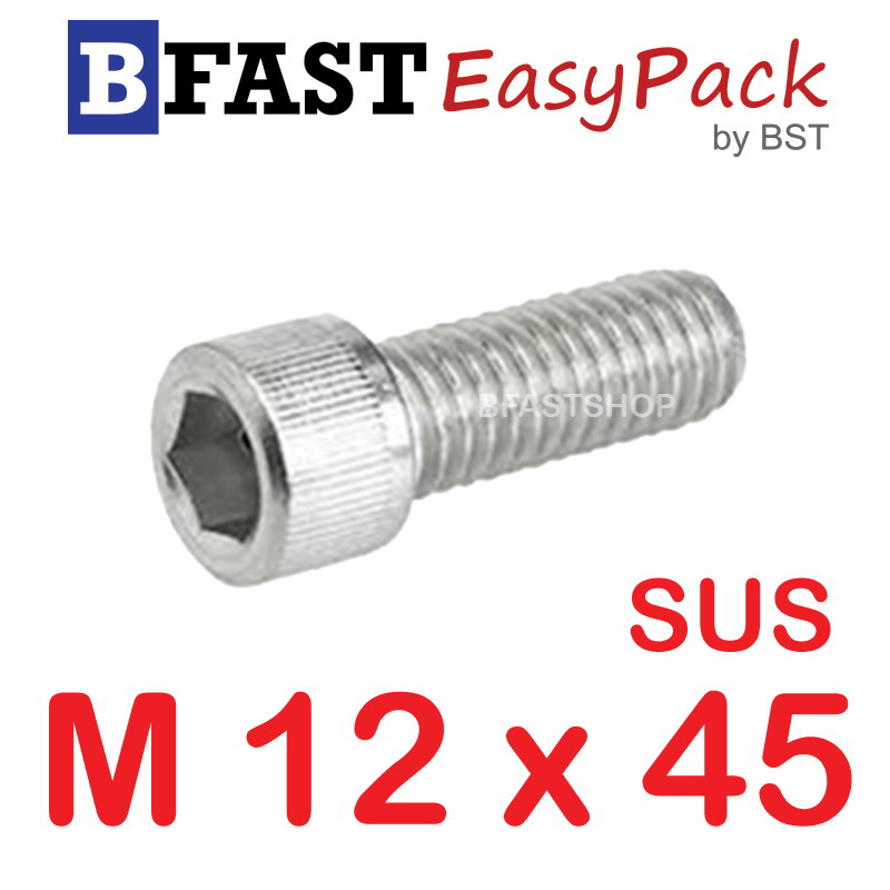 สกรูหัวจมสแตนเลส SUS M12 x 45 (1 ตัว/ถุง)