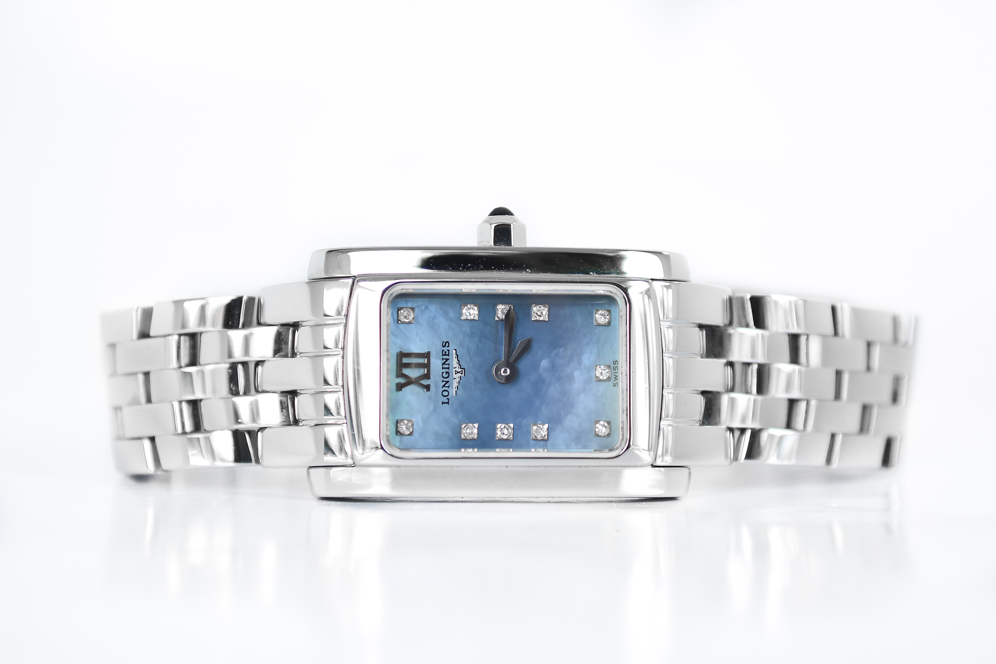 Longines Dolcevita Mini lady หน้ามุกฟ้า หลักเพชร
