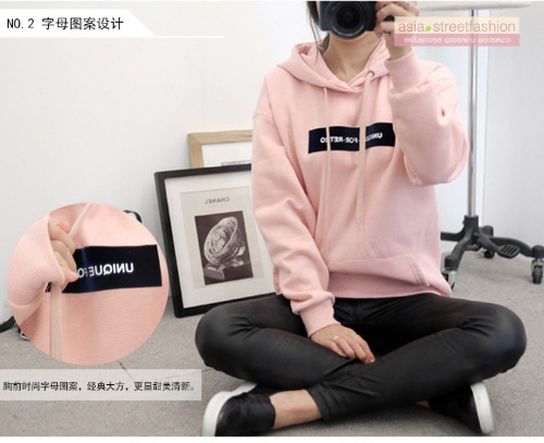 เสื้อกันหนาวฮู้ดดี้ แฟชั่นเกาหลี สีชมพู น่ารักมากจ้า ผ้าเนื้อไม่หนาใส่ในไทยได้จ้า พร้อมส่ง งานจริงในภาพสุดท้าย