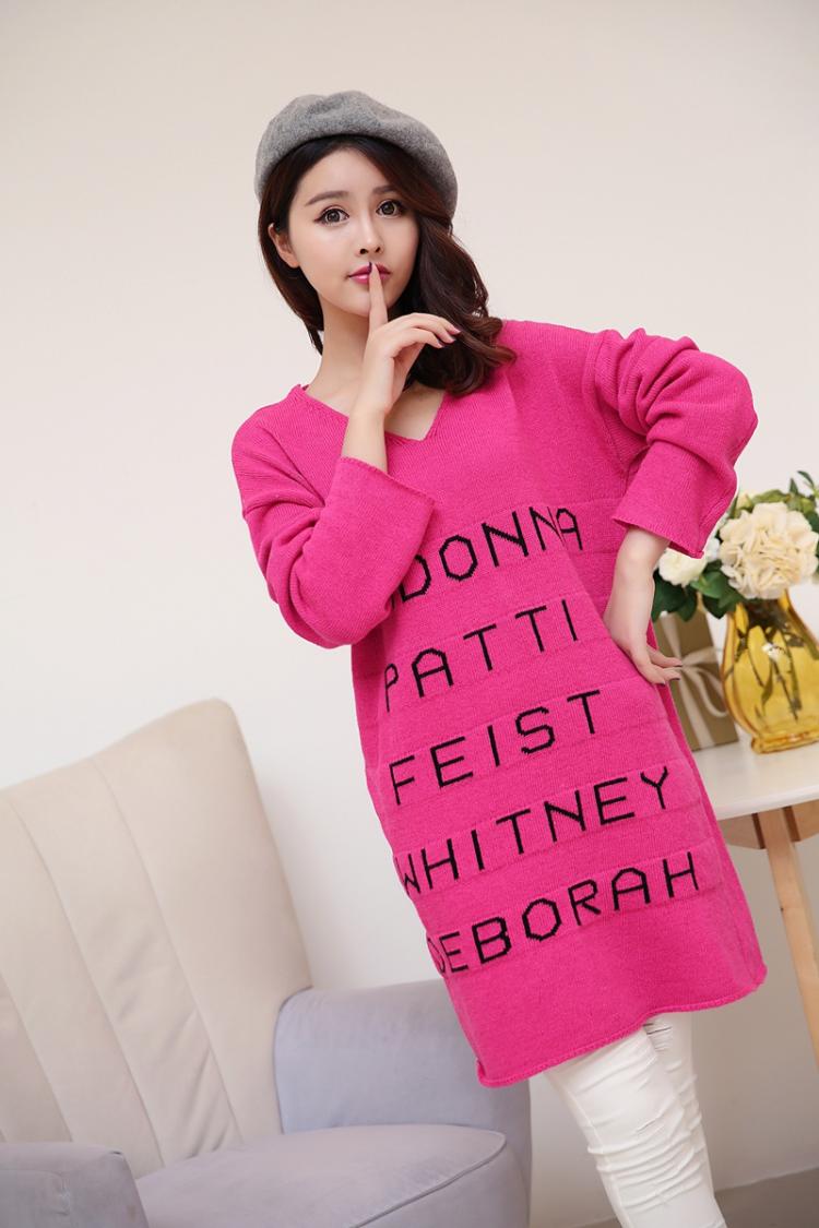 fashion เสื้อกันหนาวไหมพรม สีชมพู คอวี ใส่เที่ยว สีสดใส น่ารักๆ