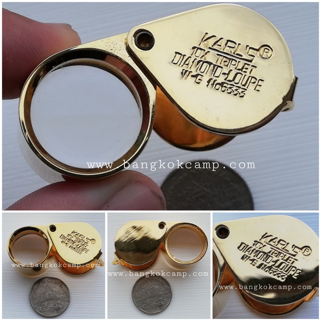 กล้องส่องพระ KARL'S สีทองใหญ่ 10x TRIPLET DIAMOND LOUPE W-G No.6333 กำลังขยาย 10X ....ใหม่ แท้