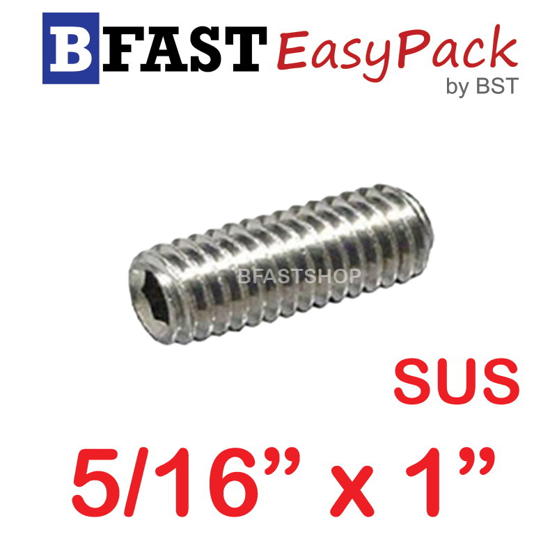 สกรูตัวหนอนสแตนเลส SUS 5/16 x 1" (6 ตัว/ถุง)