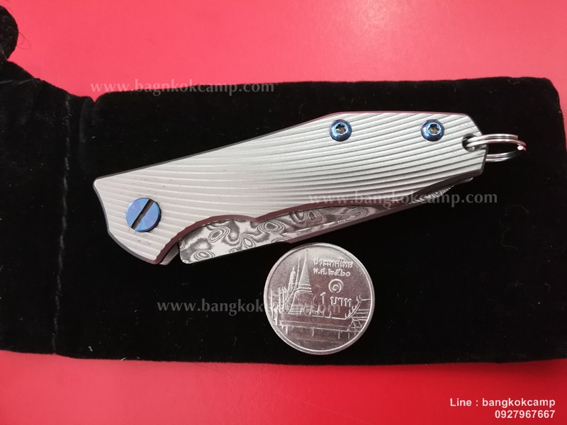 มีดพับ ดามัสกัส Damascus ด้ามไททาเนียม Frame Lock (9)