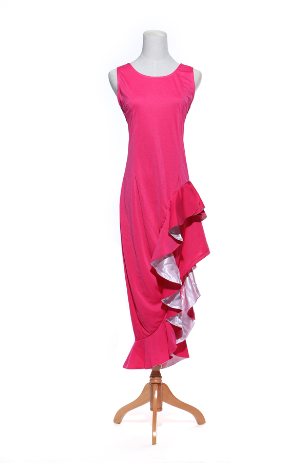 maxi dress เดรสยาว งานแต่ง สีชมพู แขนกุด ใส่ออกงาน น่ารัก สวยๆ