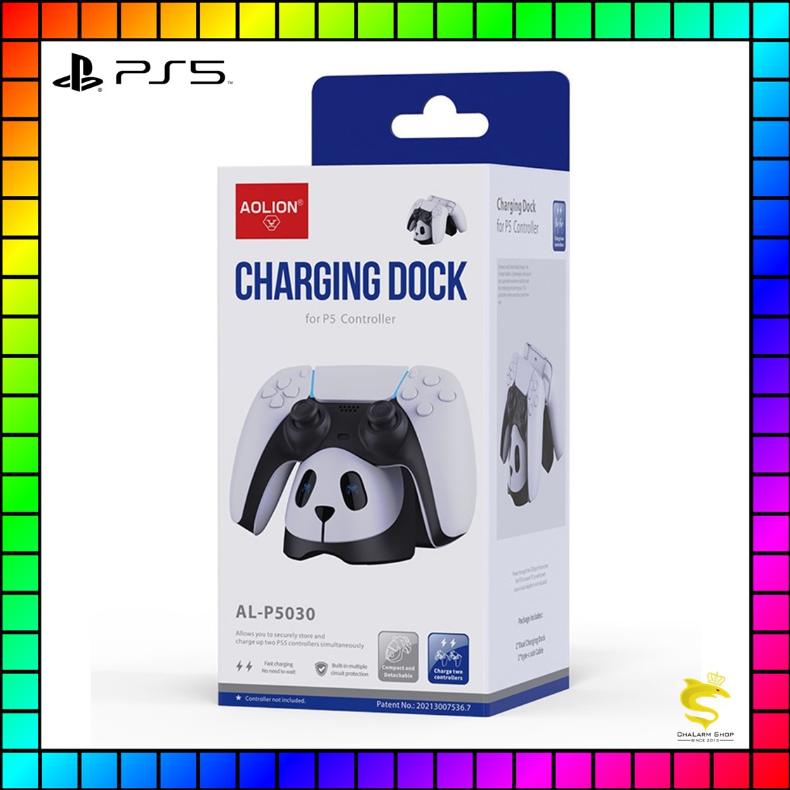 Aolion รุ่นหมีแพนด้า แท่นชาร์จจอย PS5 ชาร์จได้ 2 จอย AL-P5030