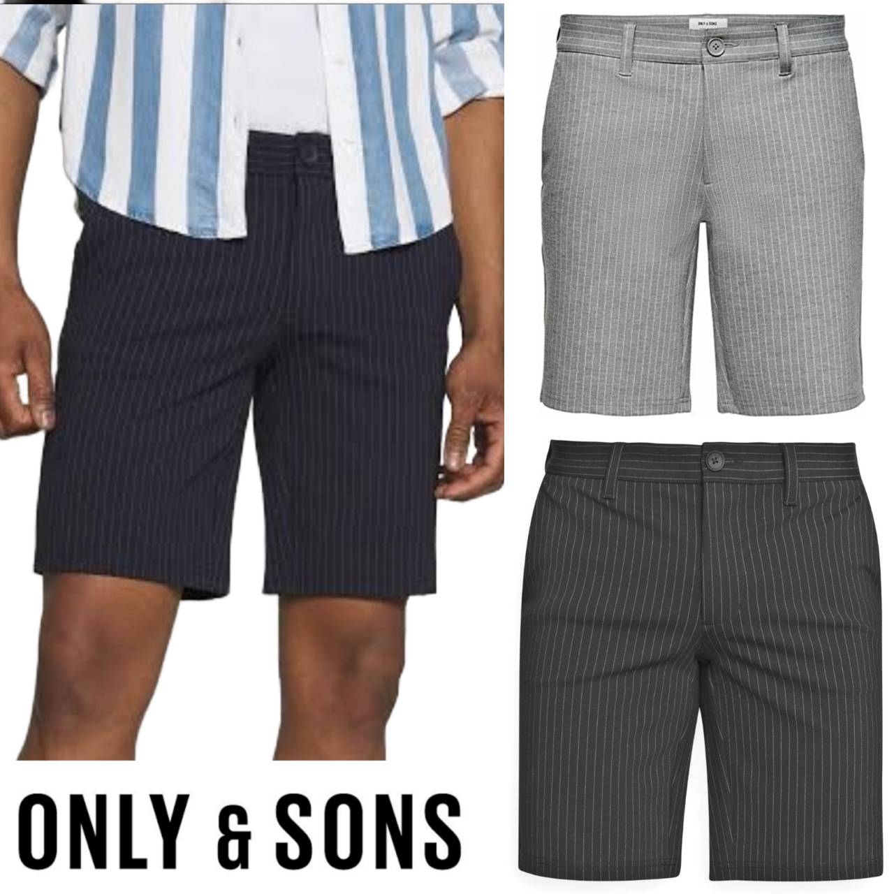 Only & Sons stripe stretch short