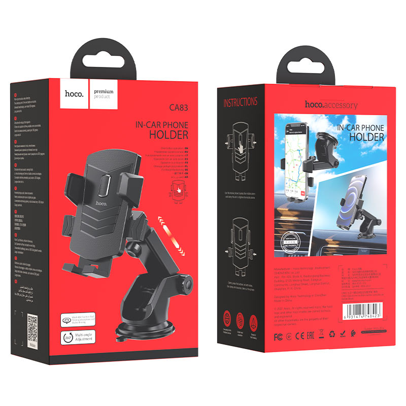 Hoco CA83 Car Holder - ที่จับโทรศัพท์ ที่ยึดมือถือในรถ สามารถติดตรงคอนโซน/และกระจกได้