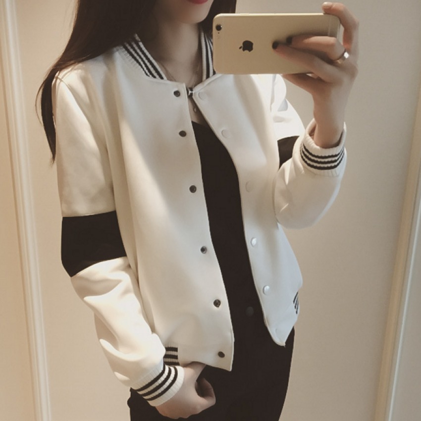 KK เสื้อคลุม แขนยาว ผ้าฝ้าย แต่งแถบ สีขาว รุ่น DA16-8225