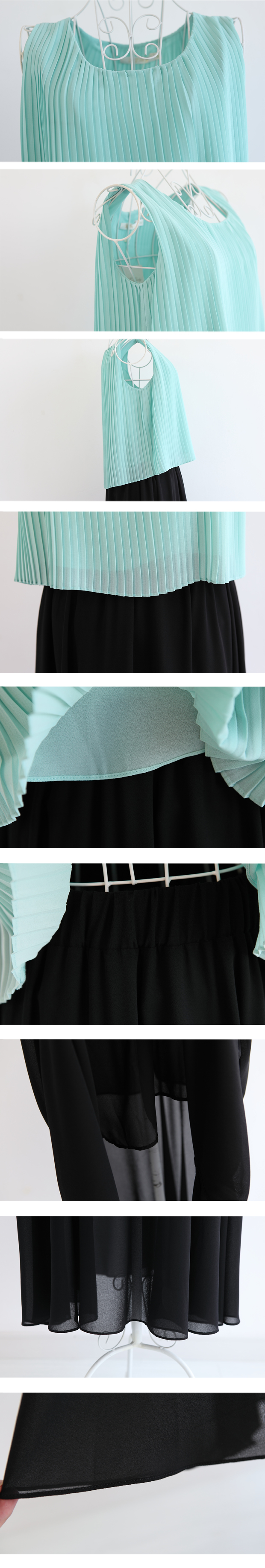 MAXI DRESS ชุดเดรสยาวผ้าสองชิ้น ส่วนกระโปรงสีดำ เสื้อสีเขียวอ่อน แฟชั่นใส่เที่ยว ใส่ทำงาน สวยน่ารักมากๆ ASIA STREET FASHION