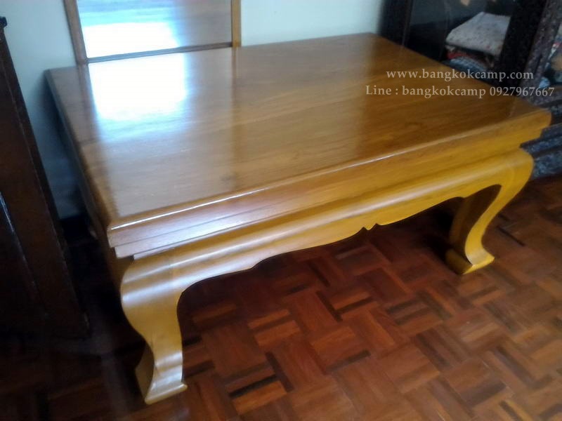 โต๊ะไม้สัก ขาสิงห์ 100x80x50cm.