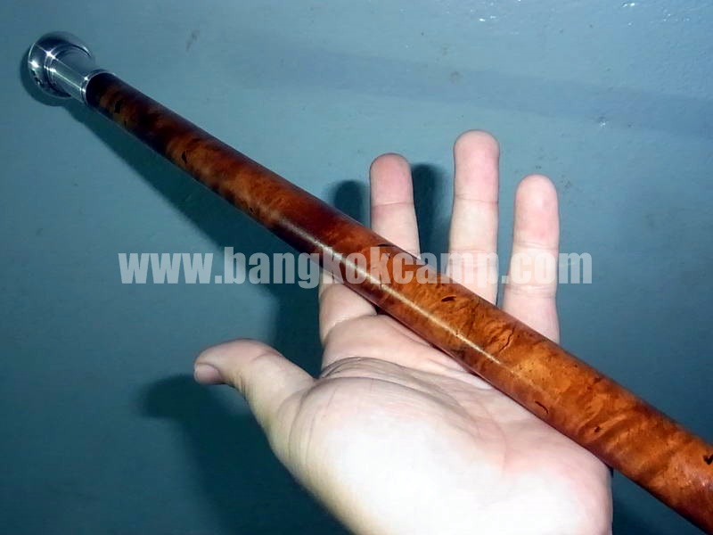 ไม้หายาก... ไม้ตะพด(ไม้ปุ่มประดู่, ปมประดู่) ลายสวยมาก หัว+ท้ายไททาเนียม หัวทรงลูกจันทร์