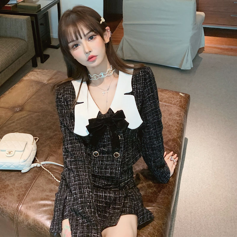 Girly Fancy Club : พรีออเดอร์ ชุดสูทแฟชั่นผ้าทวิตสีดำ เสื้อสูทแขนยาว และ กระโปรงผ่าหน้า งานแบรนด์ (ราคาแยกชิ้น)