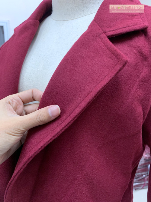 S-4XL เสื้อโค้ทกันหนาว สไตล์เกาหลี ทรงเรียบง่าย ทรงยาว ดูดี ผ้าวูลผสมบุซับในกันลม จะใส่คลุม หรือใส่เป็นโค้ทก้สวยเก๋ พร้อมส่งจ้า ไวน์แดง