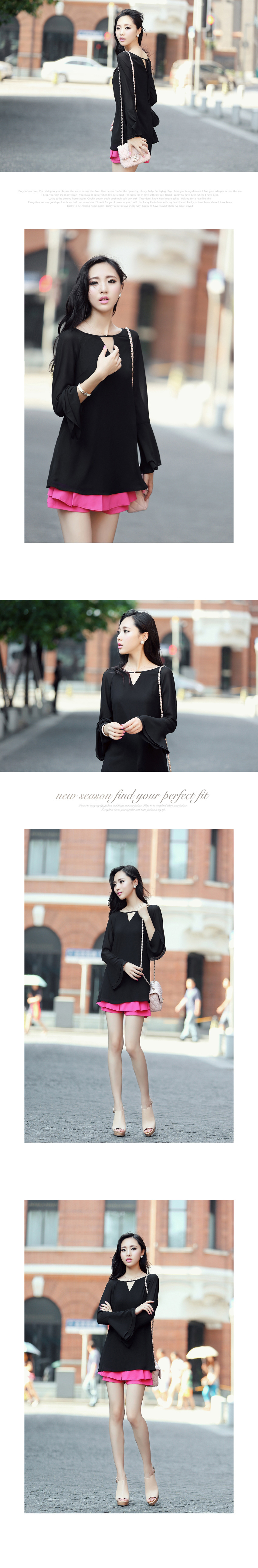 FASHION เสื้อแฟชั่นผ้าขีฟอง ใส่ทำงาน ใส่เที่ยว สีดำ เซ็กซี่ ดูดีมีสไตล์ ASIA STREET FASHION