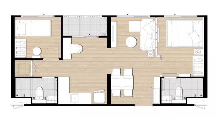 ขายคอนโด The Privacy Rama 9 ขนาด : 47.32ตร.ม. (ห้องหน้ากว้าง) 2 ห้องนอน 2 ห้องน้ำ ชั้น : 19 ทิศ : ตกเฉียงใต้ (วิว สระว่ายน้ำ)
