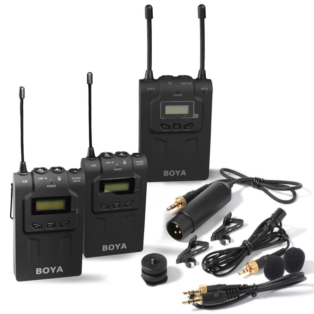 BOYA BY-WM8 UHF Dual-Channel Wireless System ไมค์ไร้สายแบบ 2 ไมค์ตัวส่ง 1 ตัวรับสัญญาณ