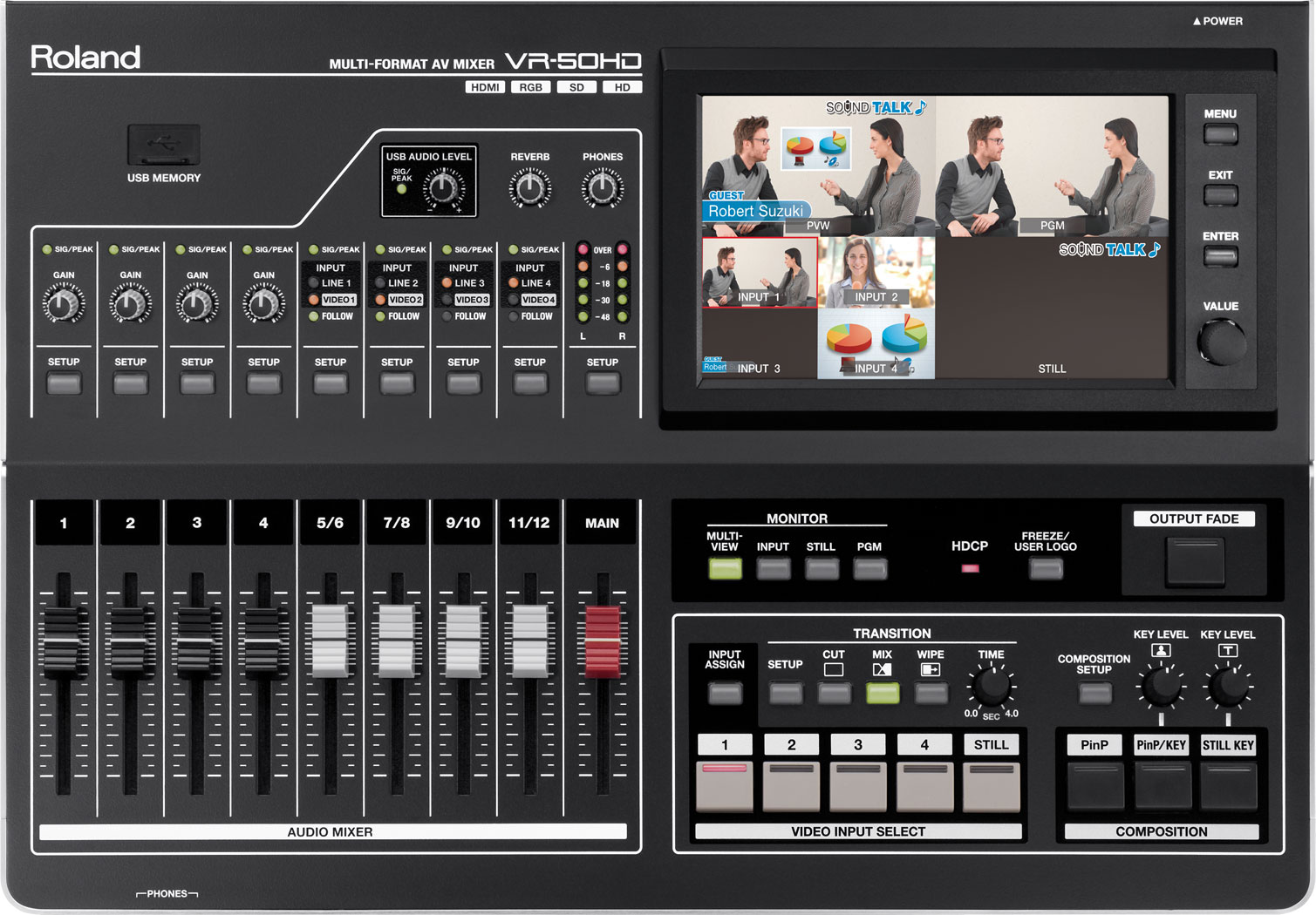 VR-50HD Roland Multi-Format AV Mixer / Preview Touch Screen Monitor /streaming and recording