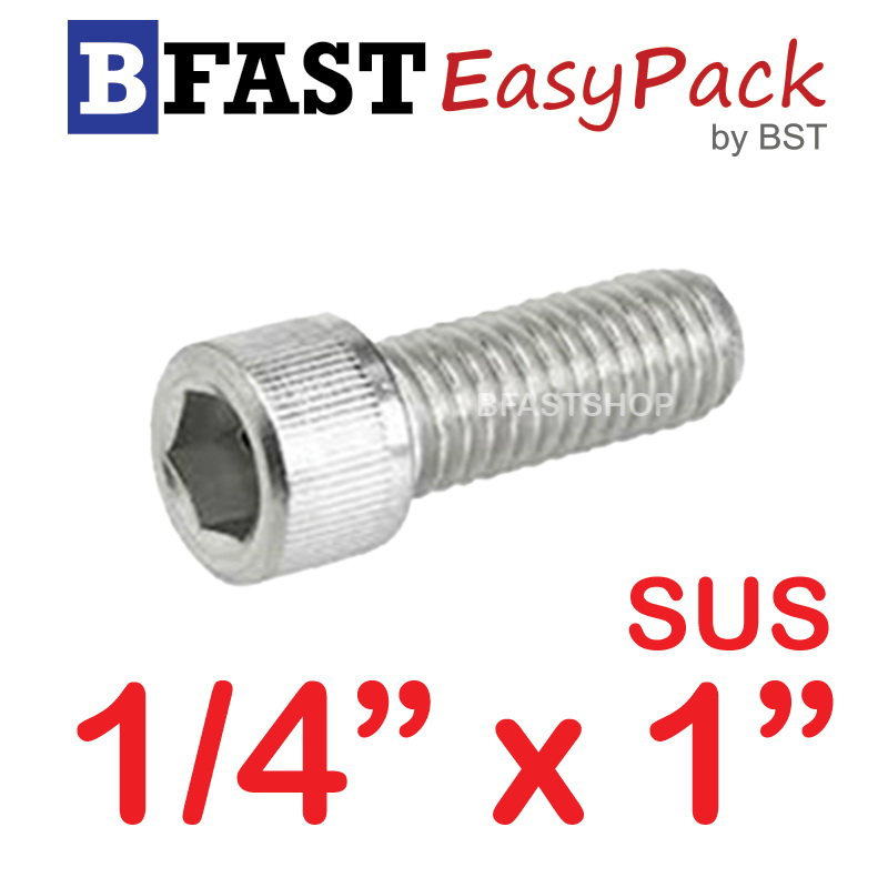 สกรูหัวจมสแตนเลส SUS 1/4" x 1" (4 ตัว/ถุง)